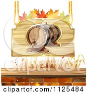 Poster, Art Print Of Autumn Wine Barrel And Leaf Sign 2
