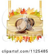 Poster, Art Print Of Autumn Wine Barrel And Leaf Sign 1