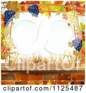 Poster, Art Print Of Background Of Autumn Leaves Grapes Bricks