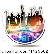 Clipart Of Silhouetted Dancers With Music Notes And Waves Icon 1 Royalty Free Vector Illustration