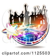 Poster, Art Print Of Silhouetted Dancers With Music Notes And Waves Icon 2