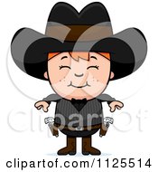 Cartoon Of A Happy Red Haired Gunslinger Boy Royalty Free Vector Clipart