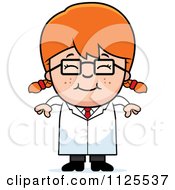 Cartoon Of A Happy Red Haired Scientist Girl Royalty Free Vector Clipart by Cory Thoman