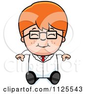 Poster, Art Print Of Happy Red Haired Scientist Boy Sitting