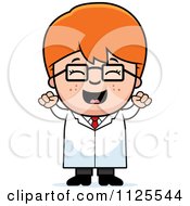 Poster, Art Print Of Happy Red Haired Scientist Boy Cheering