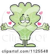 Loving Lettuce Mascot With Open Arms