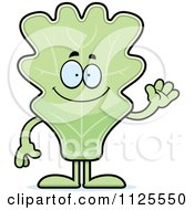 Cartoon Of A Waving Lettuce Mascot Royalty Free Vector Clipart