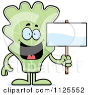 Cartoon Of A Lettuce Mascot Holding A Sign Royalty Free Vector Clipart by Cory Thoman