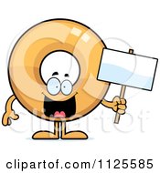 Donut Mascot Holding A Sign
