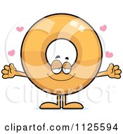 Cartoon Of A Loving Donut Mascot With Open Arms Royalty Free Vector Clipart by Cory Thoman