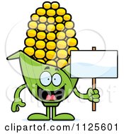 Corn Mascot Holding A Sign