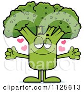 Cartoon Of A Loving Broccoli Mascot With Open Arms Royalty Free Vector Clipart by Cory Thoman