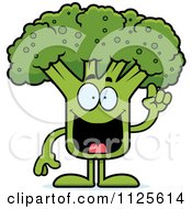 Cartoon Of A Broccoli Mascot With An Idea Royalty Free Vector Clipart by Cory Thoman
