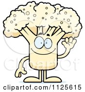 Cartoon Of A Waving Cauliflower Mascot Royalty Free Vector Clipart