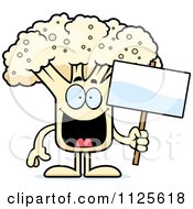 Cauliflower Mascot Holding A Sign