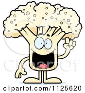 Cartoon Of A Cauliflower Mascot With An Idea Royalty Free Vector Clipart by Cory Thoman