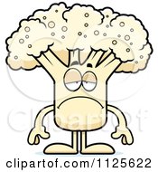 Cartoon Of A Depressed Cauliflower Mascot Royalty Free Vector Clipart