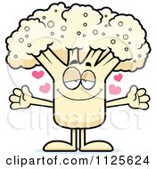 Cartoon Of A Loving Cauliflower Mascot With Open Arms Royalty Free Vector Clipart