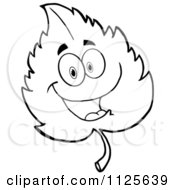 Cartoon Of A Happy Outlined Leaf Character Royalty Free Vector Clipart