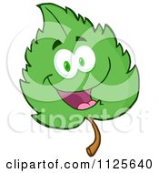 Cartoon Of A Happy Green Leaf Character Royalty Free Vector Clipart by Hit Toon