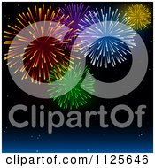 Poster, Art Print Of Night Sky With Colorful Holiday Fireworks