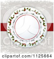 Poster, Art Print Of Christmas Circle Of Holly Over Snowflakes