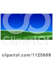 Poster, Art Print Of 3d Grassy Burm Hill Against A Deep Blue Sky