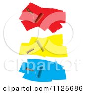 Clipart Of Roller Paint Brushes With Strokes Of Red Yellow And Blue Paint Royalty Free Vector Illustration by michaeltravers