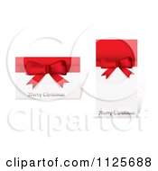 Poster, Art Print Of Merry Christmas Greetings On Cards With Red Ribbons And Bows