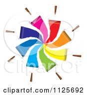 Clipart Of Roller Paint Brushs Forming A Spiral Of Different Colors Royalty Free Vector Illustration