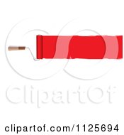 Clipart Of A Roller Paint Brush With A Line Of Red Paint On White Royalty Free Vector Illustration by michaeltravers
