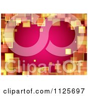 Poster, Art Print Of Border Background Of Orange And Yellow Squares On Pink