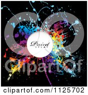 Poster, Art Print Of Colorful Paint Splatter On Black With Sample Text