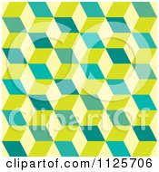 Clipart Of A Seamless Green And Yellow Cube Background Pattern Royalty Free Vector Illustration