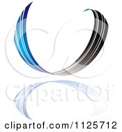 Clipart Of A Blue And Black Ribbon Wave And Reflection Royalty Free Vector Illustration
