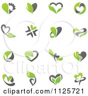 Poster, Art Print Of Green And Gray Organic Heart Love Icons