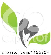 Clipart Of A Green And Gray Organic Heart And Leaf 6 Royalty Free Vector Illustration