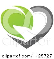 Poster, Art Print Of Green And Gray Organic Heart And Leaf 3