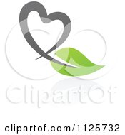 Clipart Of A Green And Gray Organic Heart And Leaf With A Reflection 1 Royalty Free Vector Illustration by elena