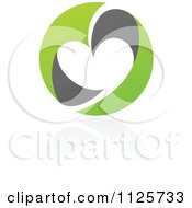 Clipart Of A Green And Gray Organic Heart With A Reflection 1 Royalty Free Vector Illustration