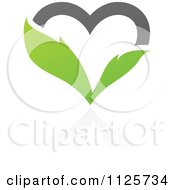 Poster, Art Print Of Green And Gray Organic Leaf Heart With A Reflection