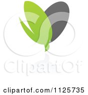 Clipart Of A Green And Gray Organic Sprout Heart With A Reflection Royalty Free Vector Illustration by elena