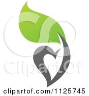 Poster, Art Print Of Green And Gray Organic Heart And Leaf 4