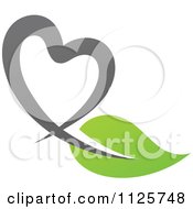 Poster, Art Print Of Green And Gray Organic Heart And Leaf 1