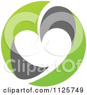 Clipart Of A Green And Gray Organic Heart 1 Royalty Free Vector Illustration