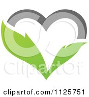 Poster, Art Print Of Green And Gray Organic Leaf Heart