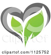 Poster, Art Print Of Green And Gray Organic Heart And Leaf 5