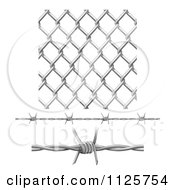 Clipart Of 3d Seamless Chainlink Fence And Barbed Wire Elements Royalty Free Vector Illustration