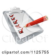 Poster, Art Print Of 3d Pencil Checking Off Boxes On A Clipboard Poll