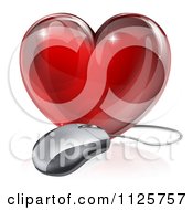 Poster, Art Print Of 3d Red Glass Heart And Computer Mouse